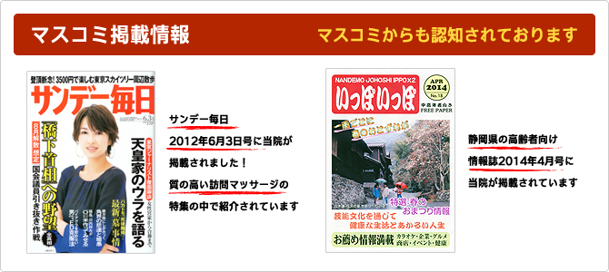 マスコミ掲載情報 - マスコミからも認知されております