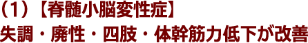 (1)【脊髄小脳変性症】失調・廃性・四肢・体幹筋力低下が改善