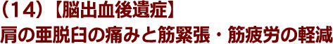 (14)【脳出血後遺症】肩の亜脱臼の痛みと筋緊張・筋疲労の軽減